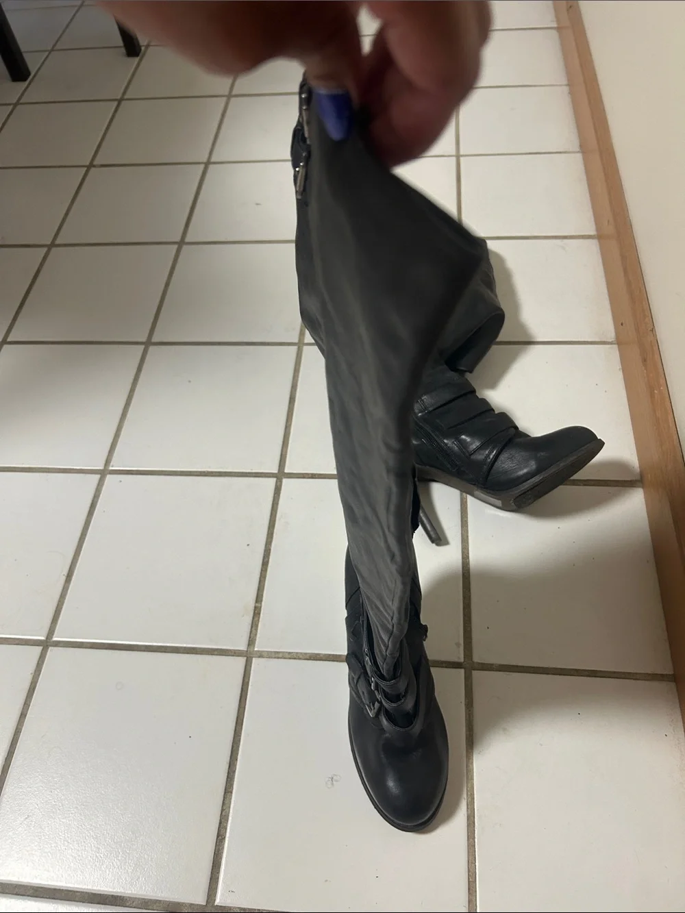 Aldo Black Knee-High Leather Boots